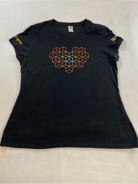 Microsoft Ignite Tech Promo Windows Event Heart Black Womans T Shirt Medium
